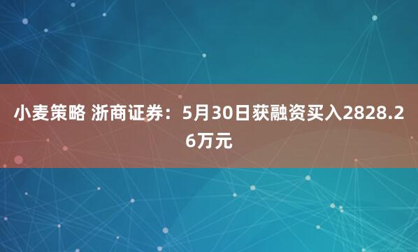 小麦策略 浙商证券：5月30日获融资买入2828.26万元