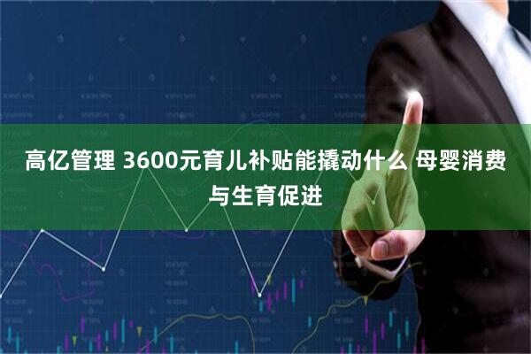 高亿管理 3600元育儿补贴能撬动什么 母婴消费与生育促进