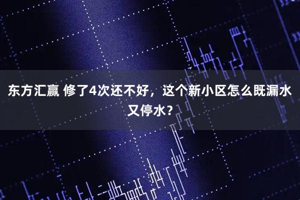 东方汇赢 修了4次还不好，这个新小区怎么既漏水又停水？