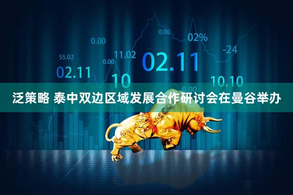 泛策略 泰中双边区域发展合作研讨会在曼谷举办