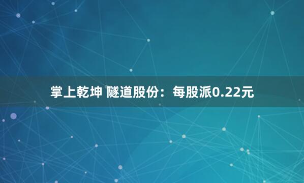掌上乾坤 隧道股份：每股派0.22元